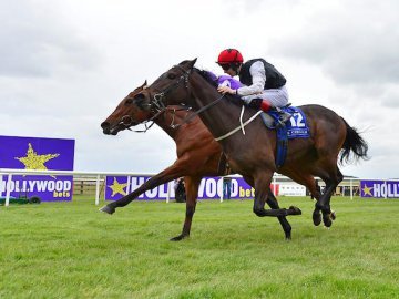 Moyglare Stud's TOUGH TALK gets his head in a driving finish first time out - The Curragh, 10th April '22 (Healy Racing). 