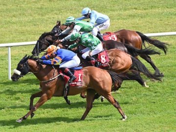 PIER PRESSURE and Nicola get up by half a length at Gowran Park, 25th July '25 (Healy Racing). 
